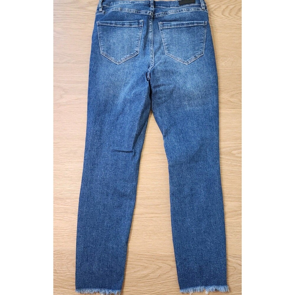 Nicole Miller Jeans Size 4 Soho High Rise Skinny Crop Blue Stretch Raw Hem 30x26 - Picture 2 of 13